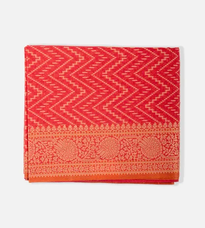 Red Orange Banarasi Cotton Saree1