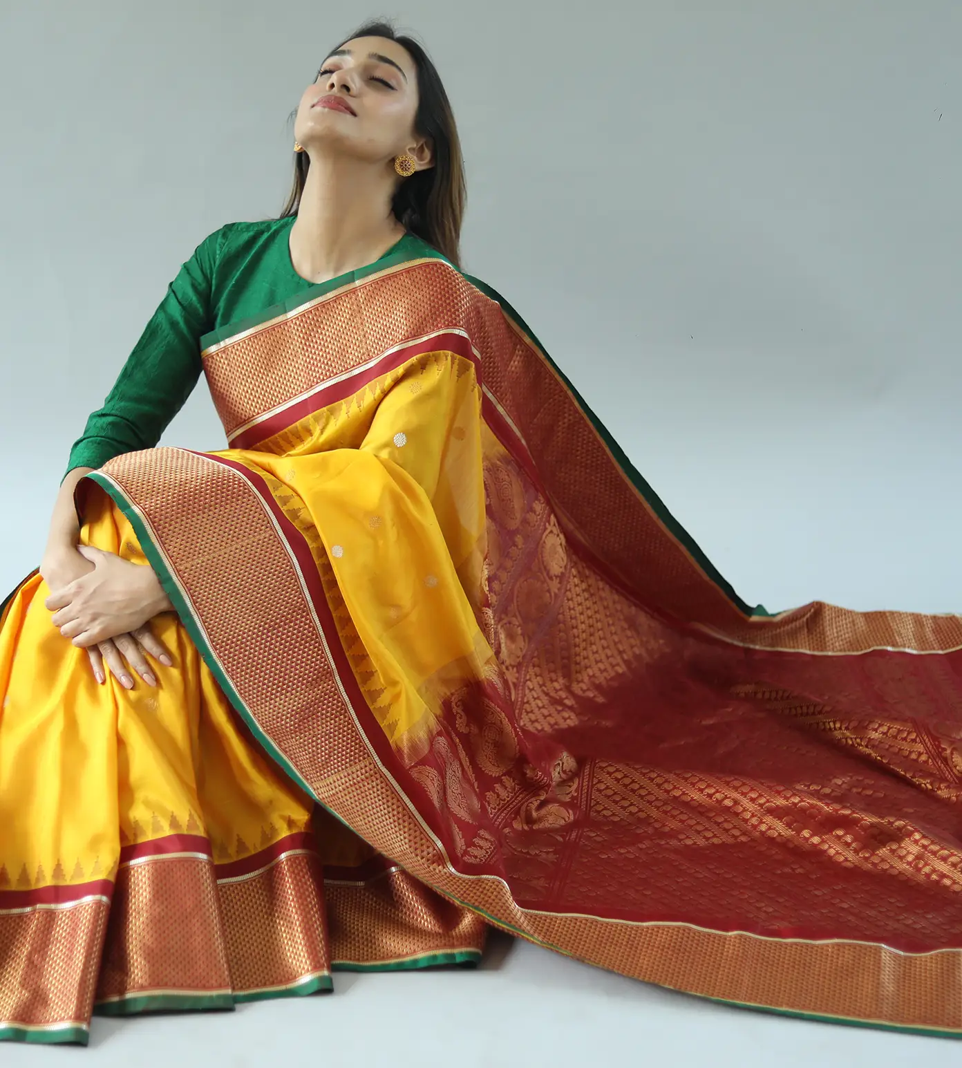 Golden Yellow Paithani Silk Saree