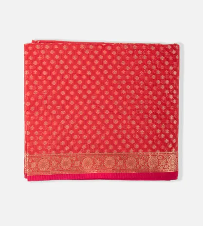 Pinkish Red Banarasi Cotton Saree1