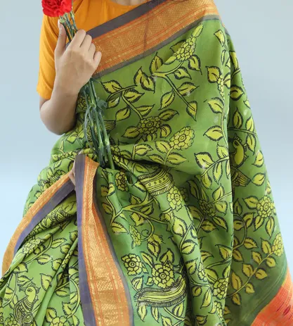 Gadwal Silk With Hand Painted Kalamkari Saree3