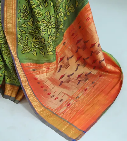 Gadwal Silk With Hand Painted Kalamkari Saree4