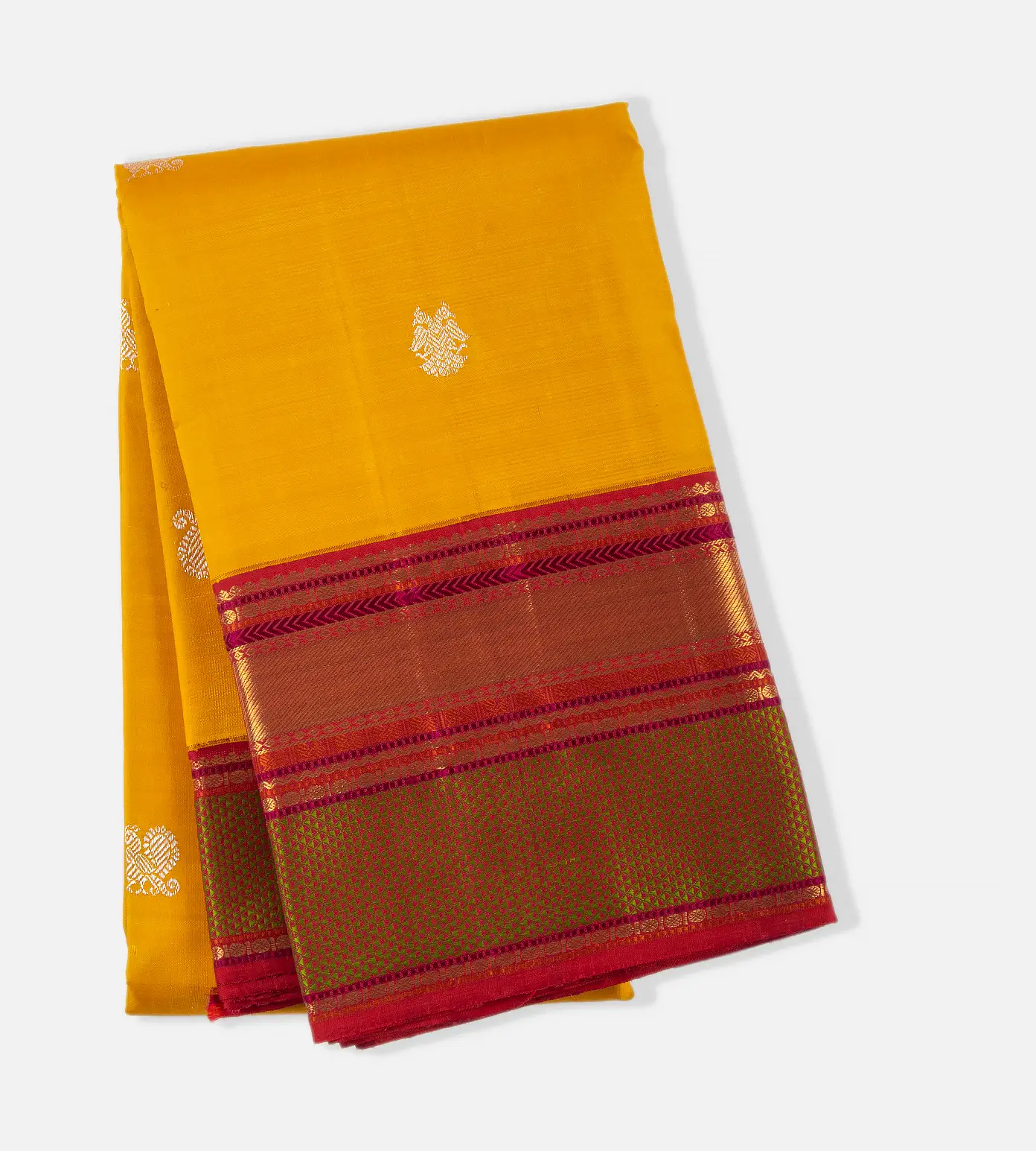 Yellow Kanchipuram Silk Saree1