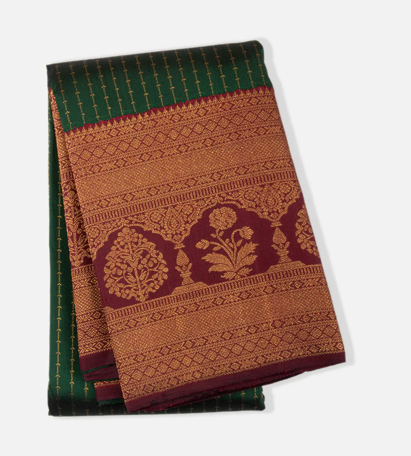 Bottle Green Kanchipuram Silk Saree1