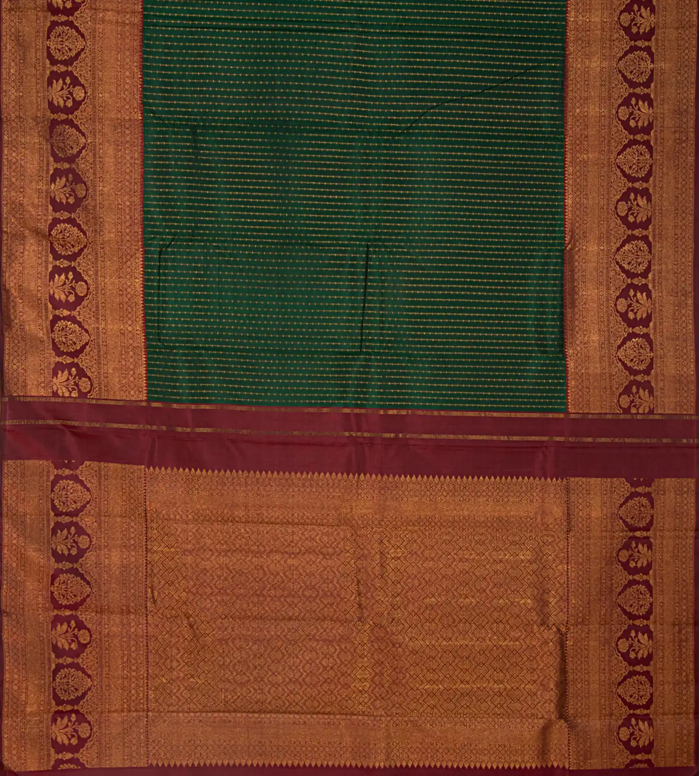 Bottle Green Kanchipuram Silk Saree3