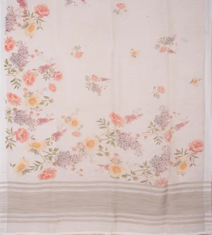 White Linen Printed Saree3