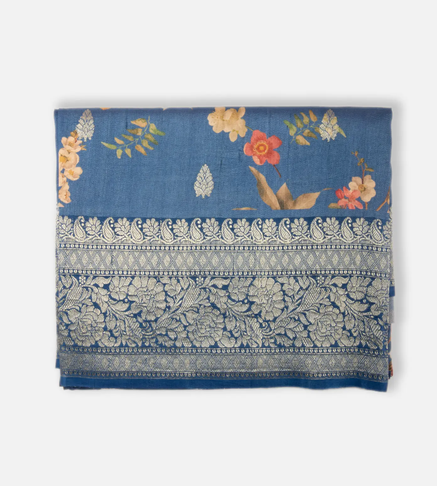 Prussian Blue Kattan Silk Saree1