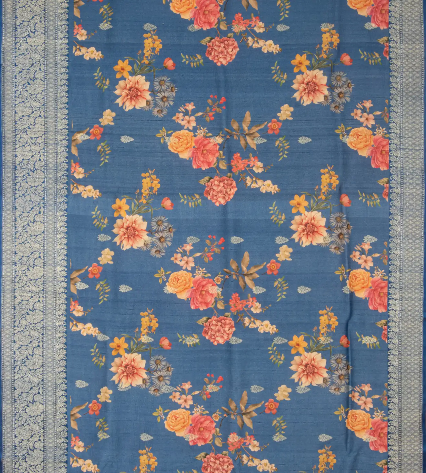 Prussian Blue Kattan Silk Saree2