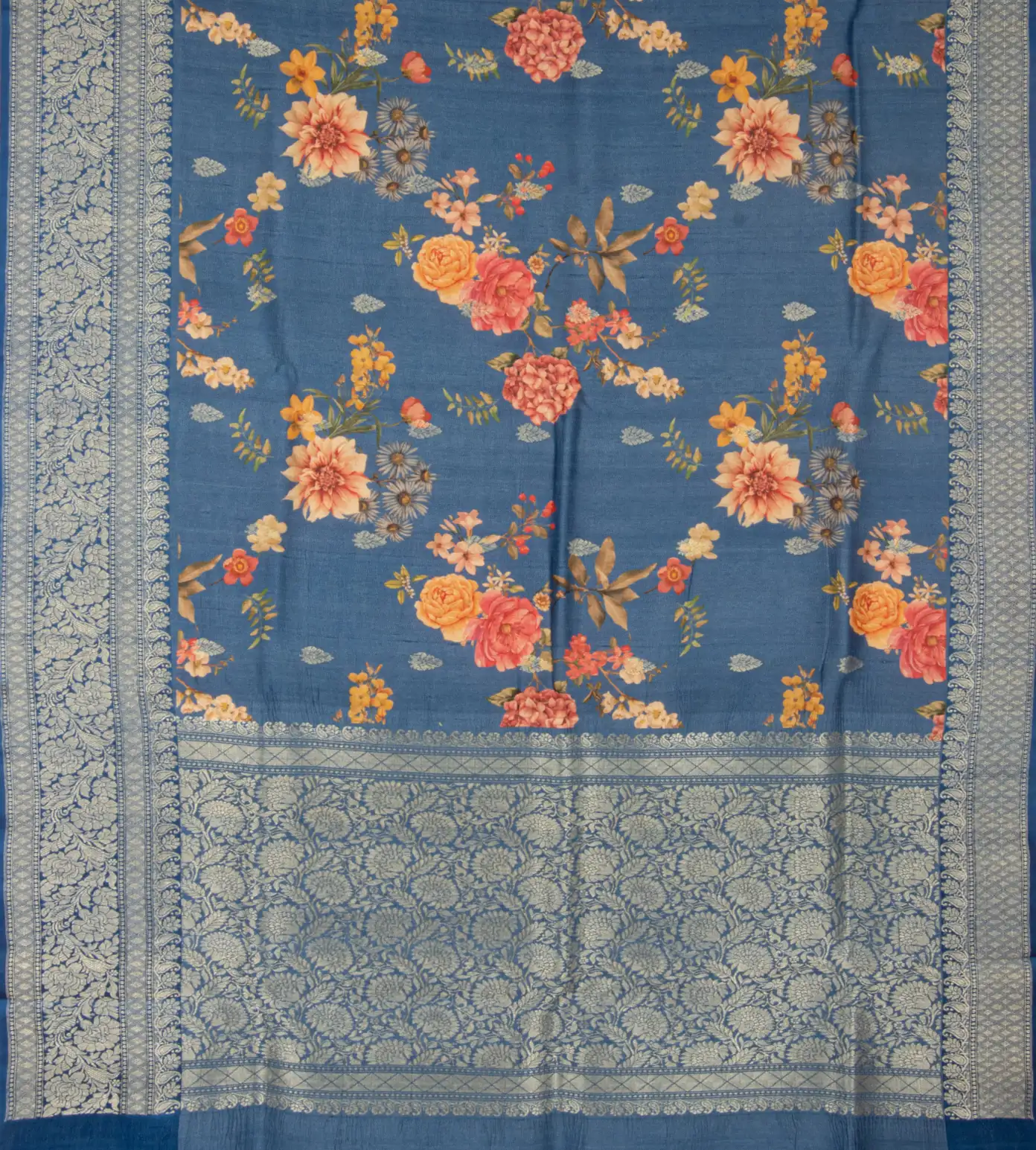 Prussian Blue Kattan Silk Saree3