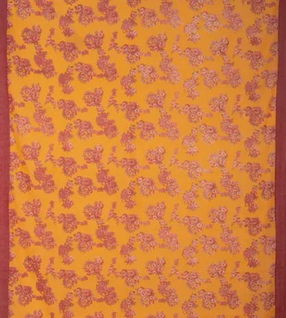 Tangerine Yellow Linen Cotton Saree2