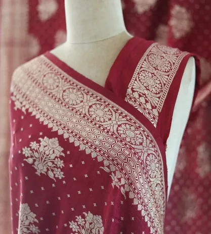 Deep Pink Banarasi Tussar Georgette Saree1
