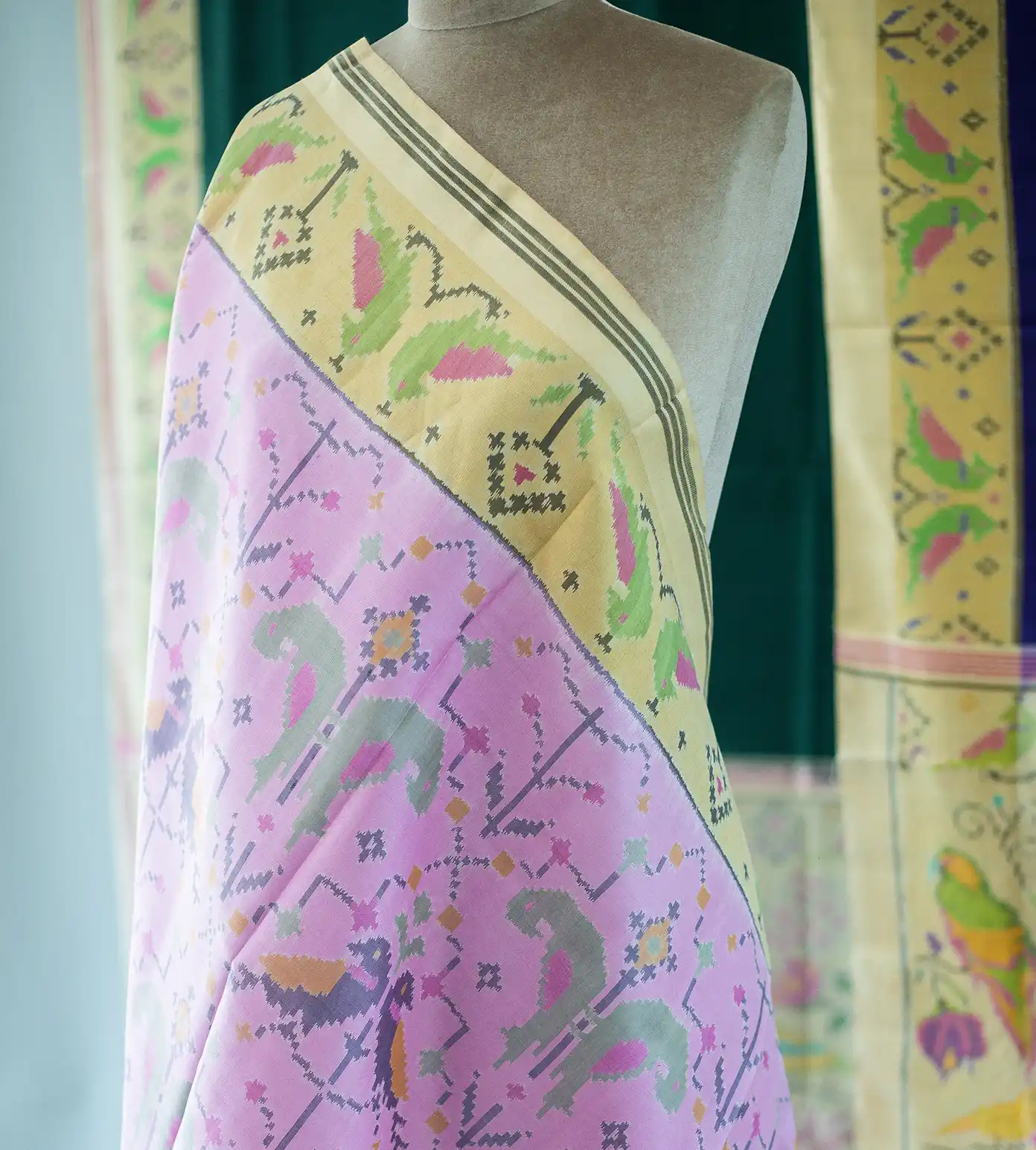 Pink Double Ikkat Saree1