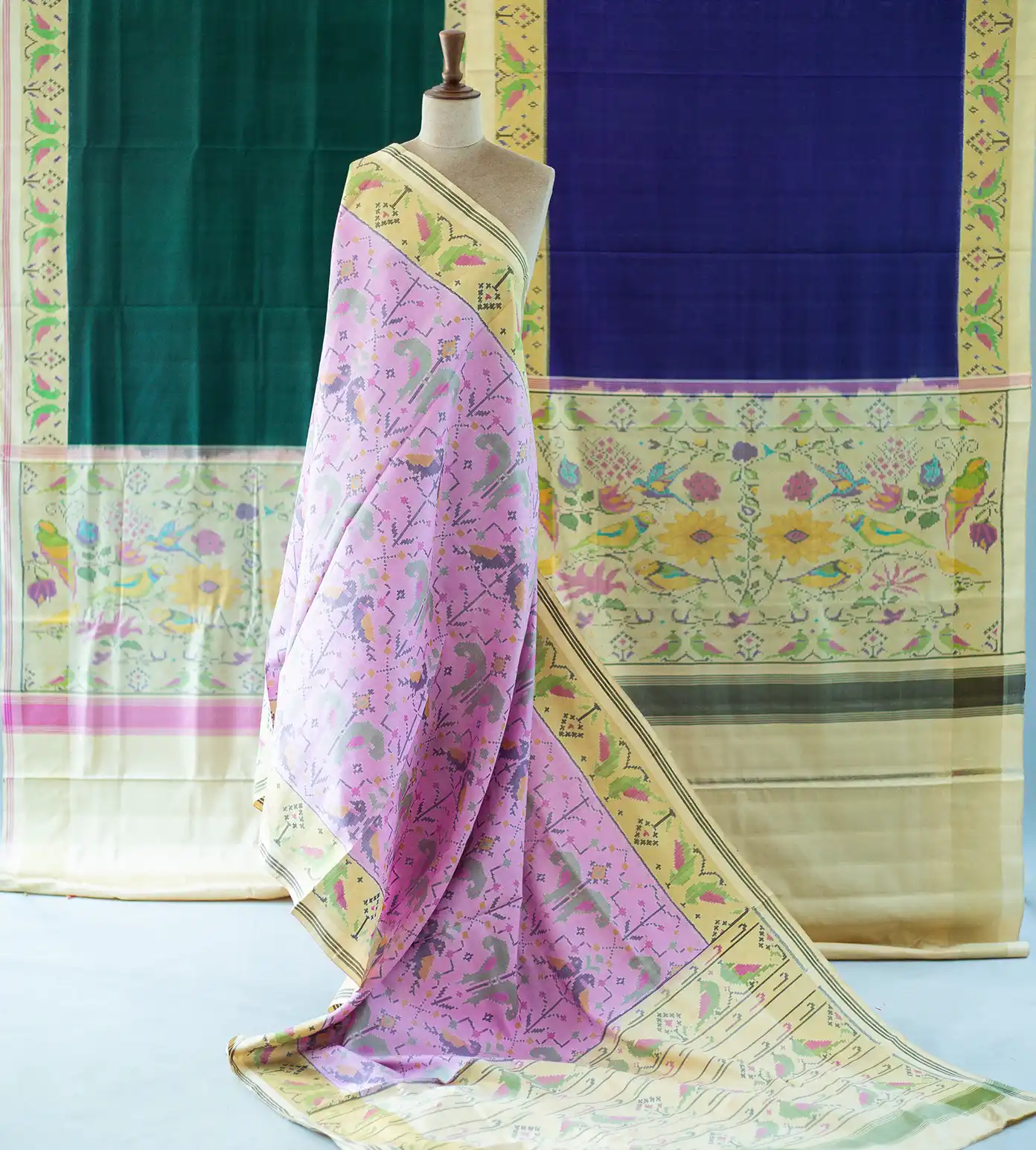 Pink Double Ikkat Saree2