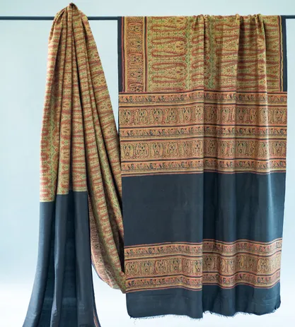 Multicolour Duppiyan Silk With Ajrakh Saree3