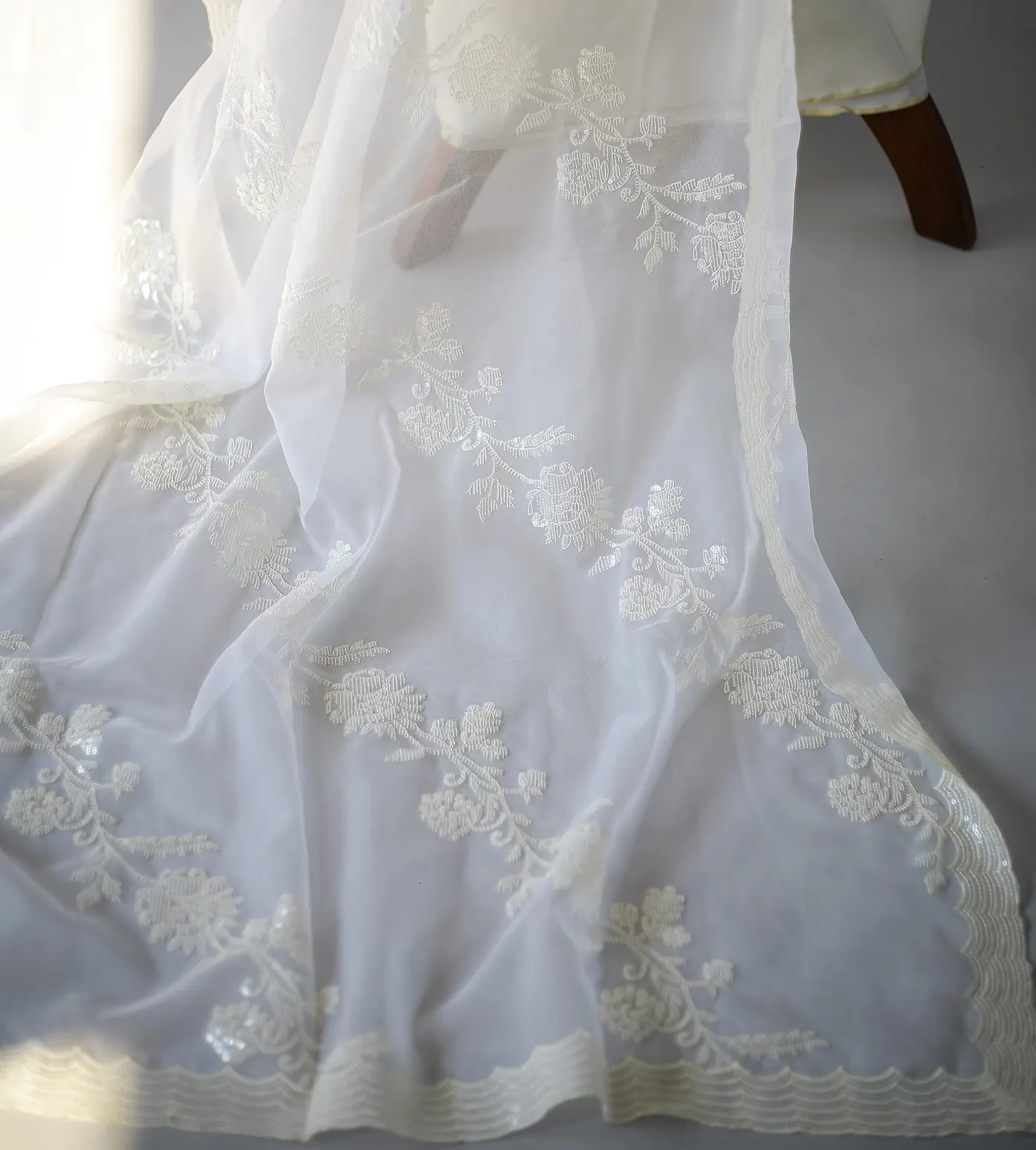 White Tussar Salwar With Organza Dupatta4