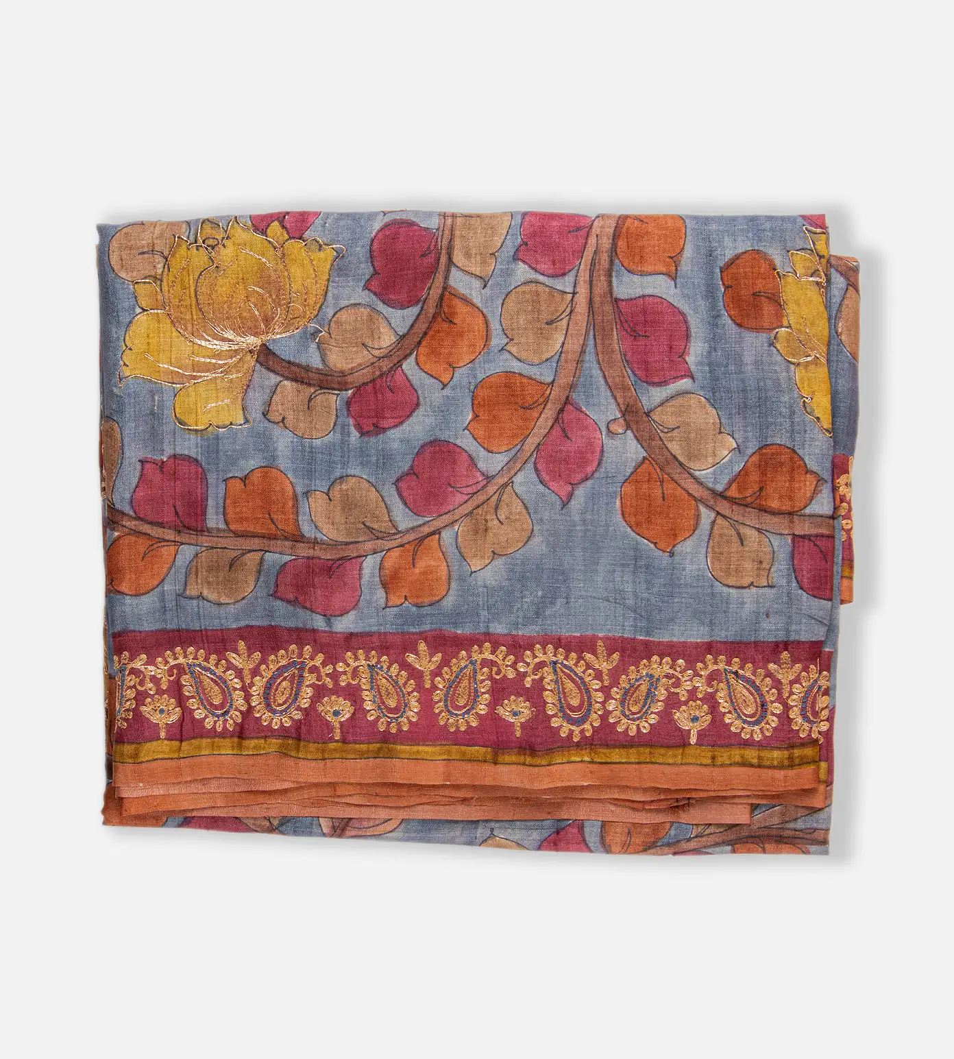 Powder Blue Tussar Saree1