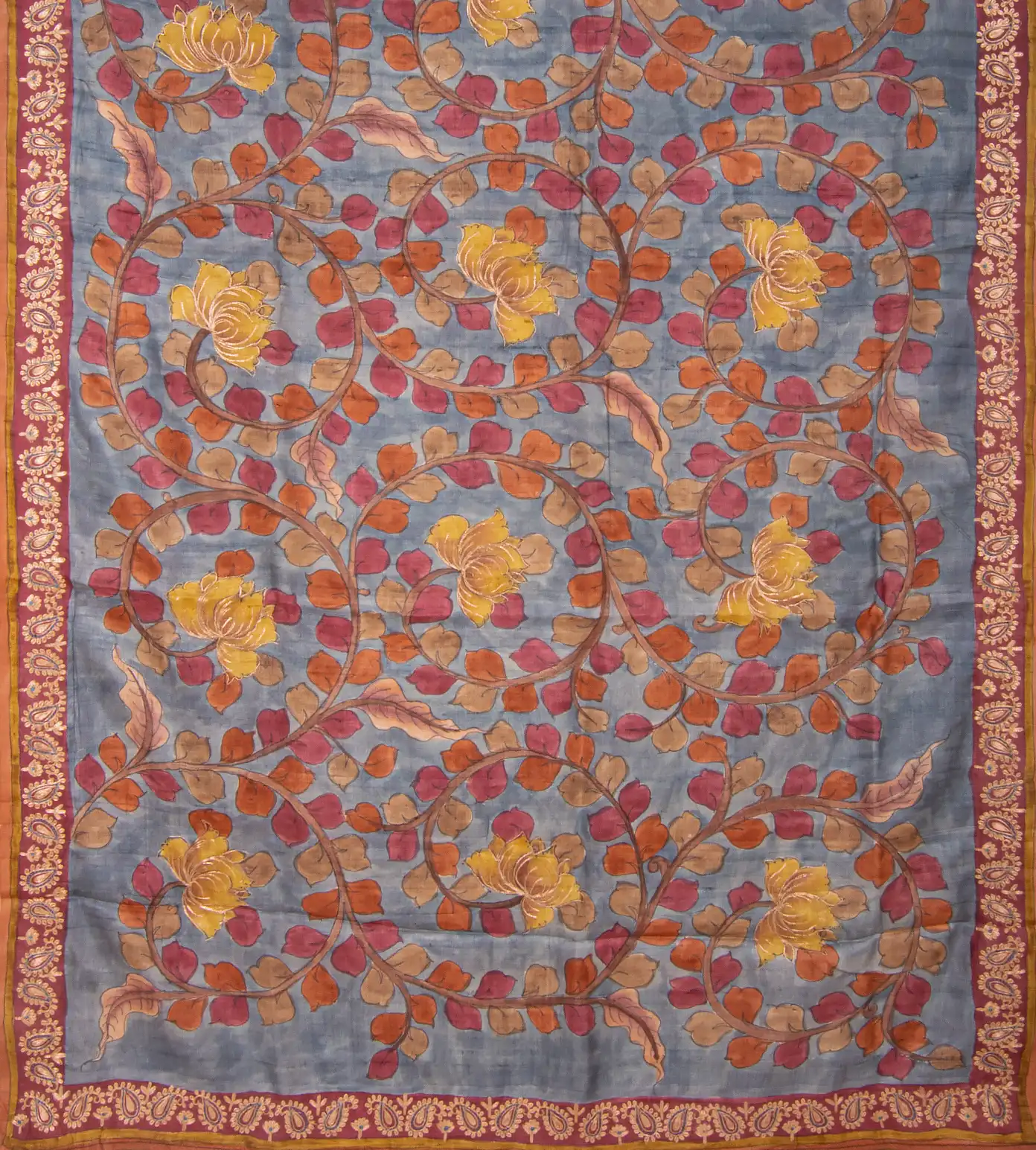 Powder Blue Tussar Saree3