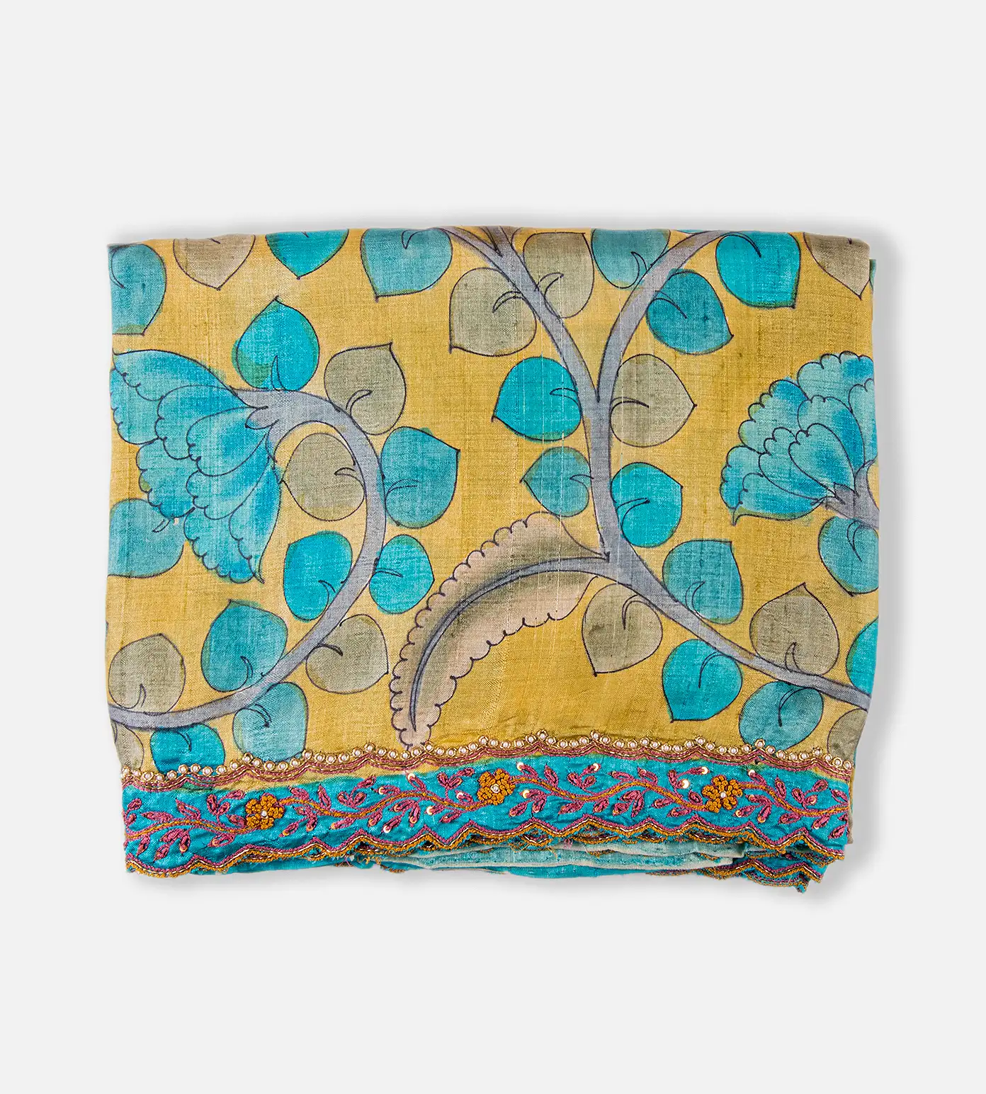 Lime Yellow Tussar Saree1