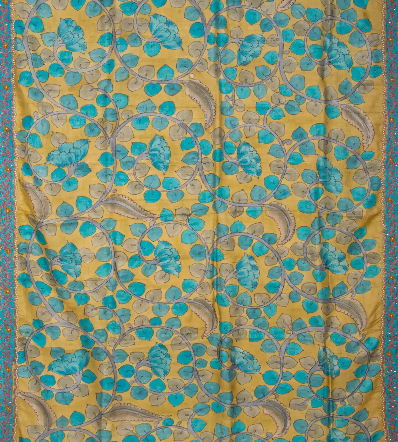 Lime Yellow Tussar Saree2