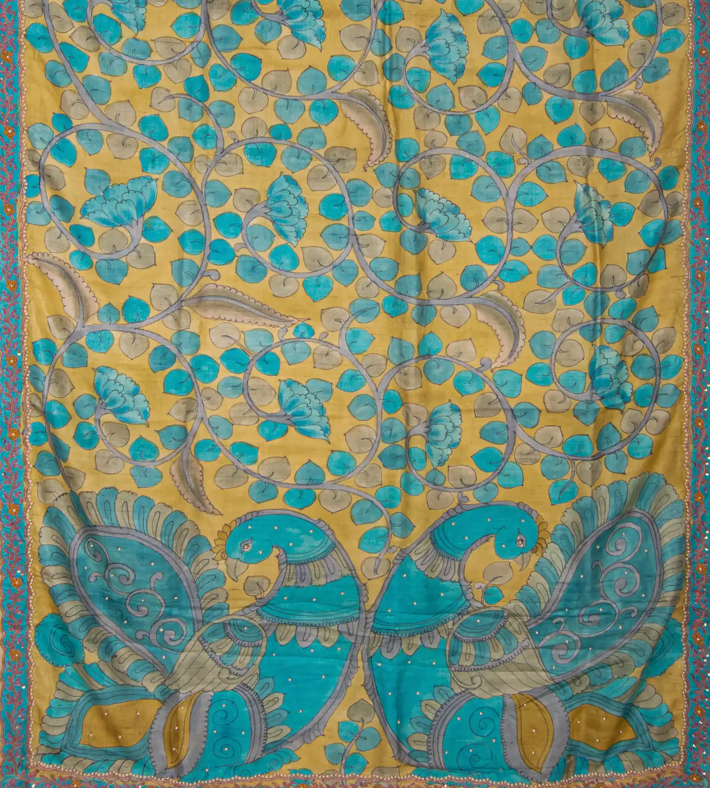 Lime Yellow Tussar Saree3