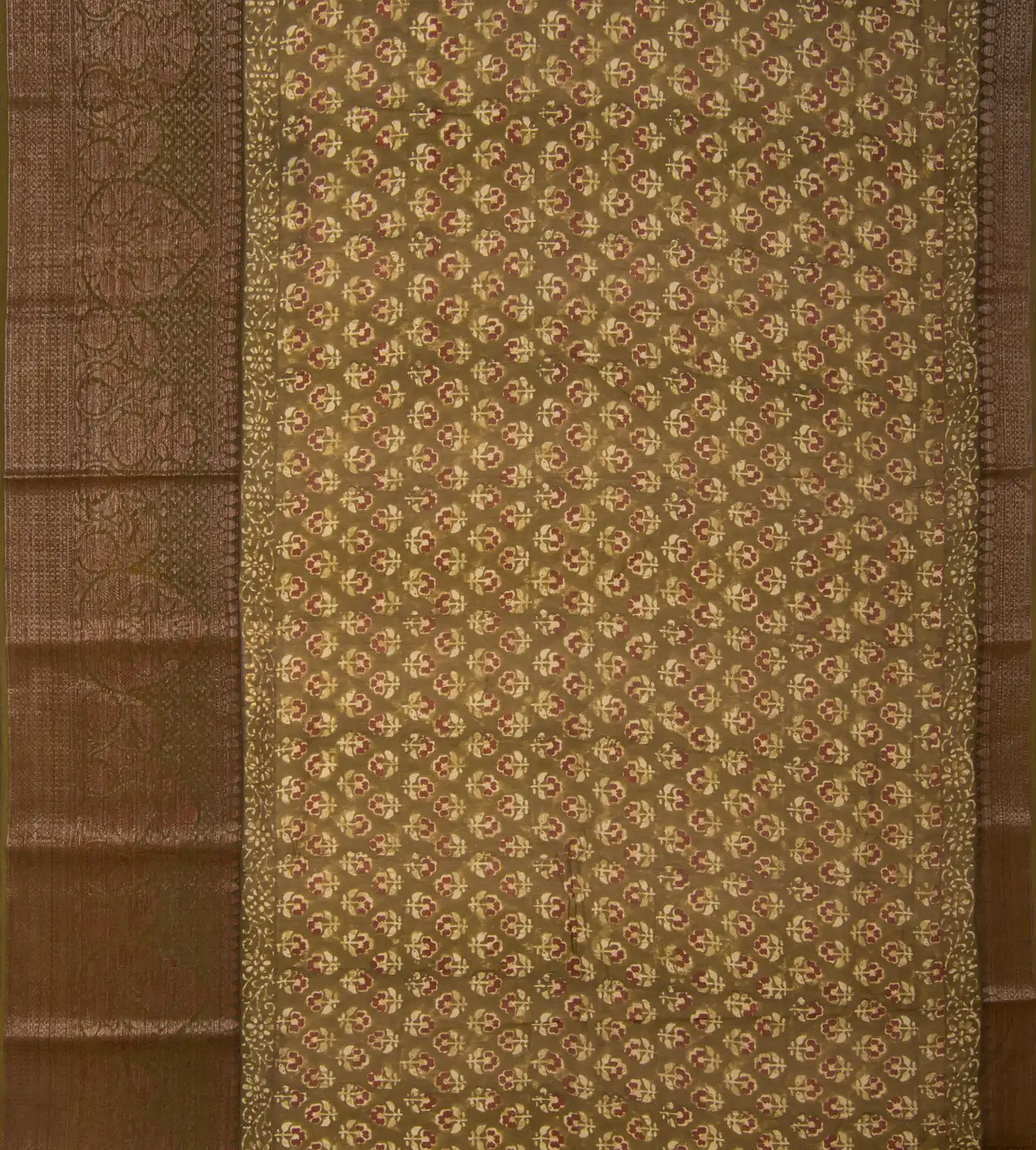 Olive Green Cotton Saree2