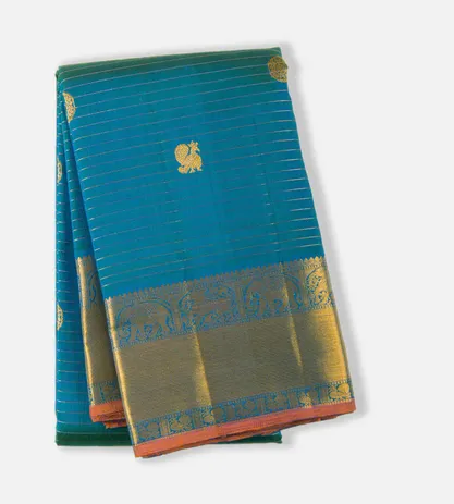 Peacock Blue Kanchipuram Silk Saree1
