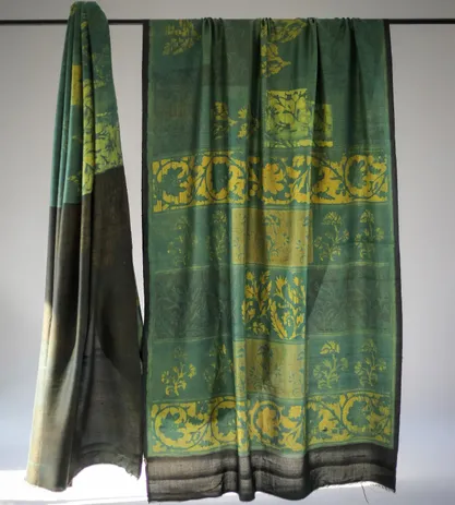 Multi Colour Dupion Silk With Ajrakh Print Saree1