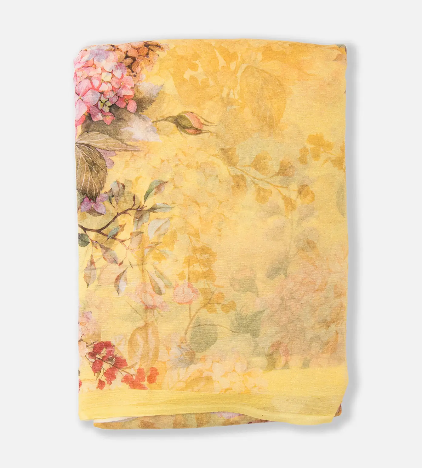 Yellow Chiffon Saree1