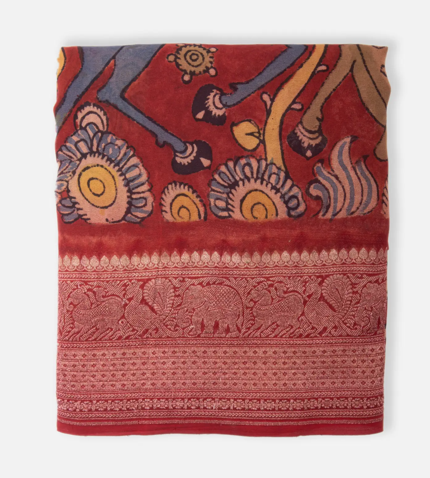 Red Georgette Kalamkari Saree1