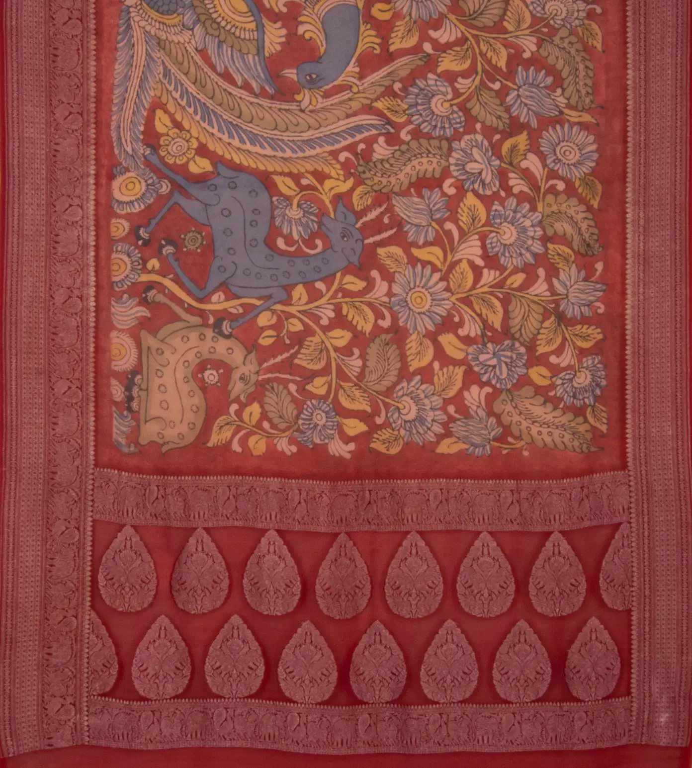 Red Georgette Kalamkari Saree3