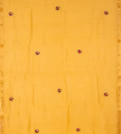 Yellow Linen Embroidery Saree2