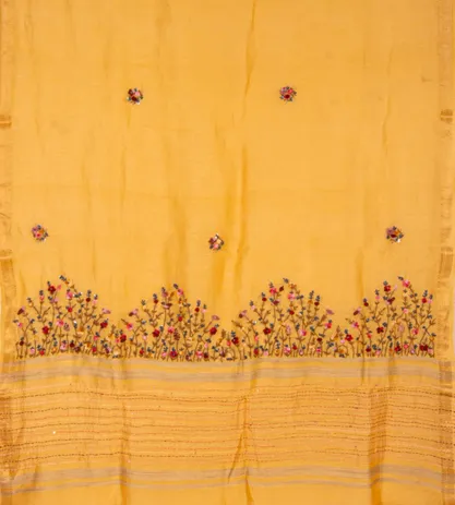 Yellow Linen Embroidery Saree3
