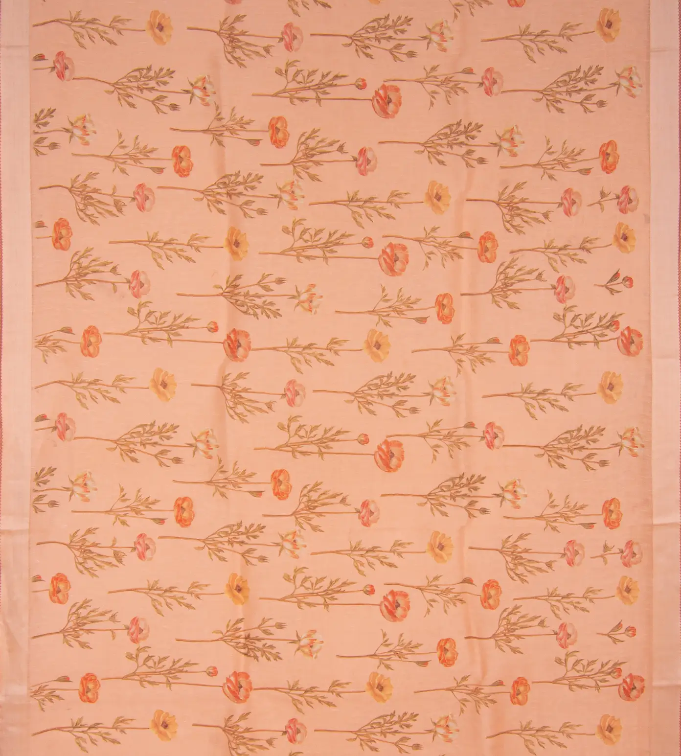 Light Peach Linen Printed Saree2