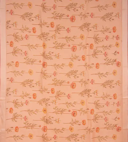 Light Peach Linen Printed Saree2