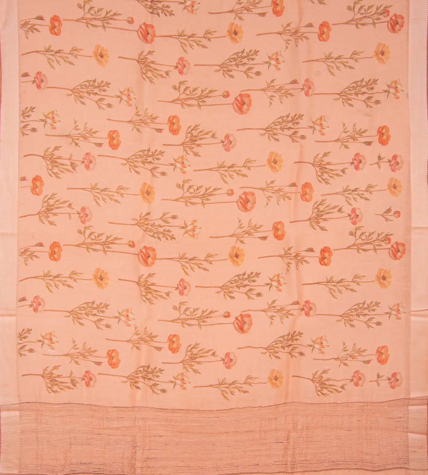 Light Peach Linen Printed Saree3