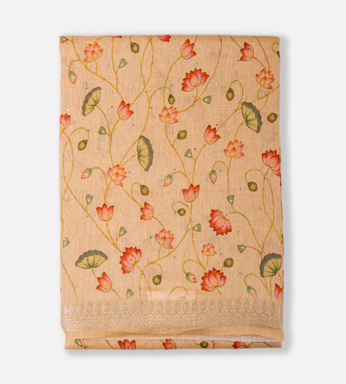 Light Beige Linen Printed Saree1