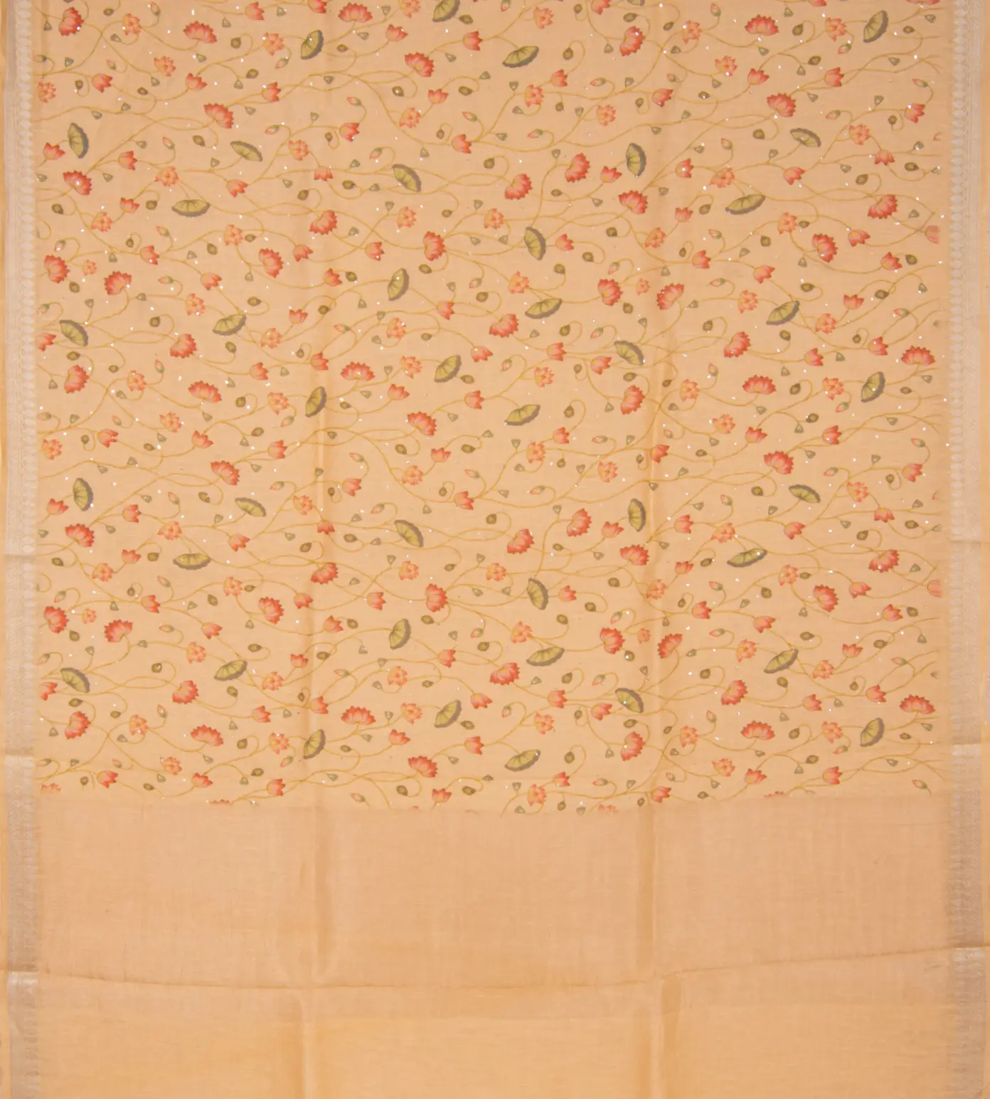 Light Beige Linen Printed Saree3