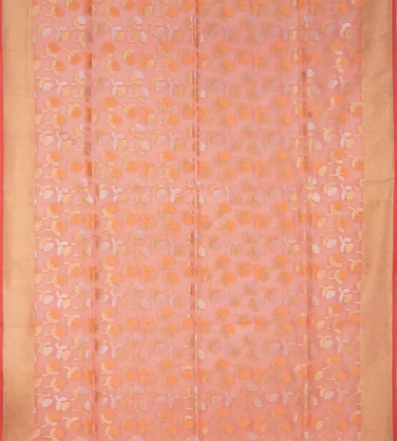 Salmon Pink Kora Silk Saree2