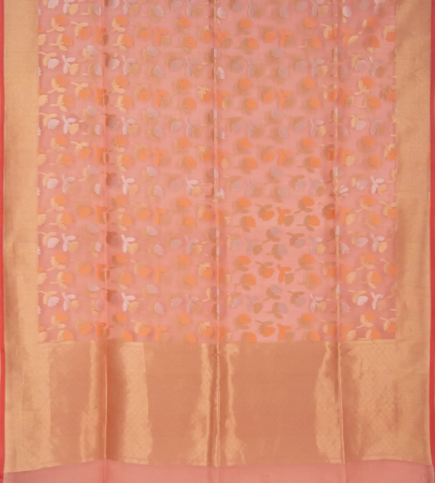 Salmon Pink Kora Silk Saree3