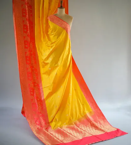 Yellow Banarasi Silk Saree1