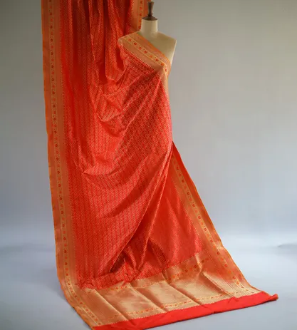 Chilli Red Banarasi Silk Saree1