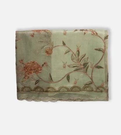 Green Organza Embroidery Saree1