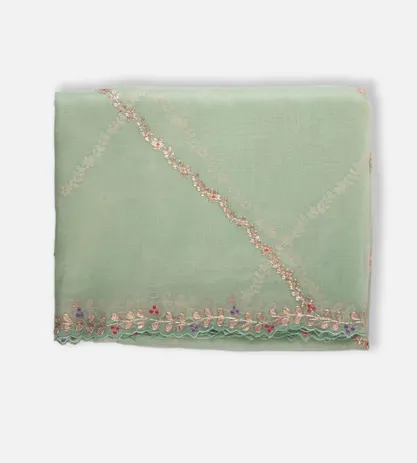 Pistachio Green Organza Embroidery Saree1