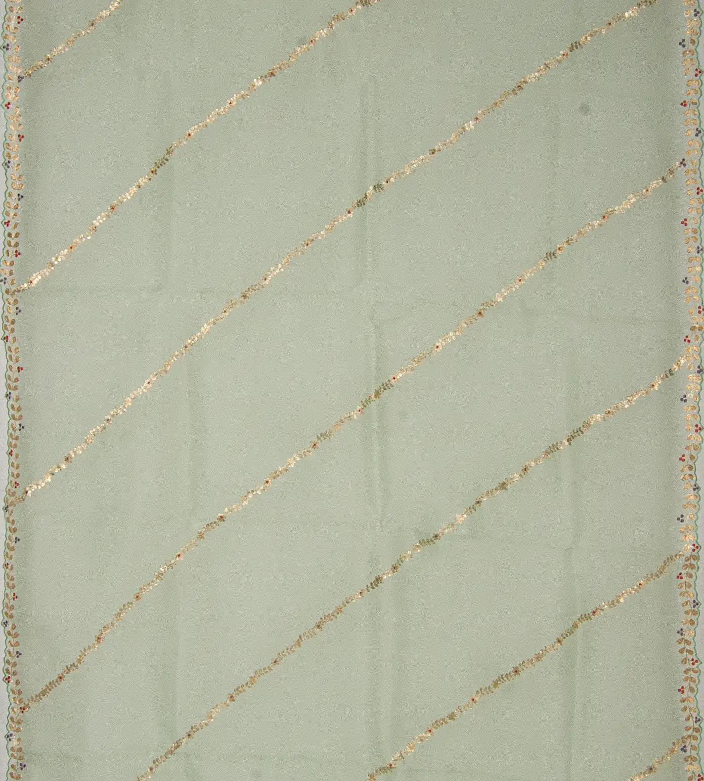 Pistachio Green Organza Embroidery Saree2