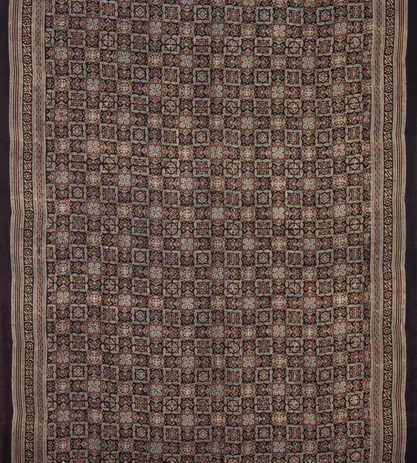 Black Kattan Silk With Ajrak Printed Saree2
