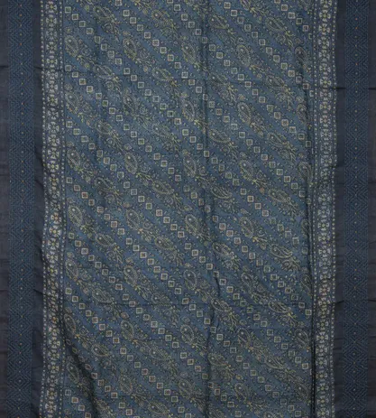Blue Tussar Printed Saree2