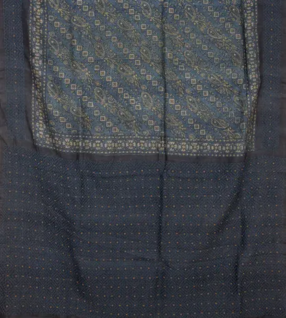 Blue Tussar Printed Saree3