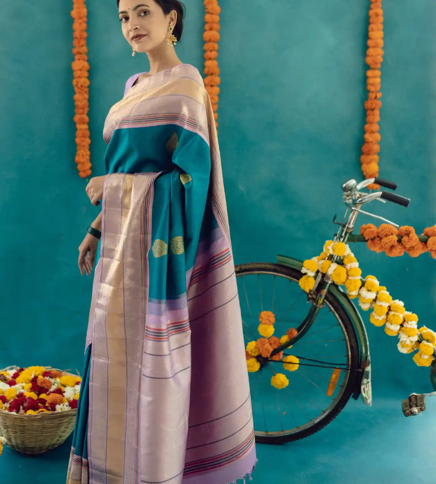 Turquoise Blue Kanchipuram Silk Saree2
