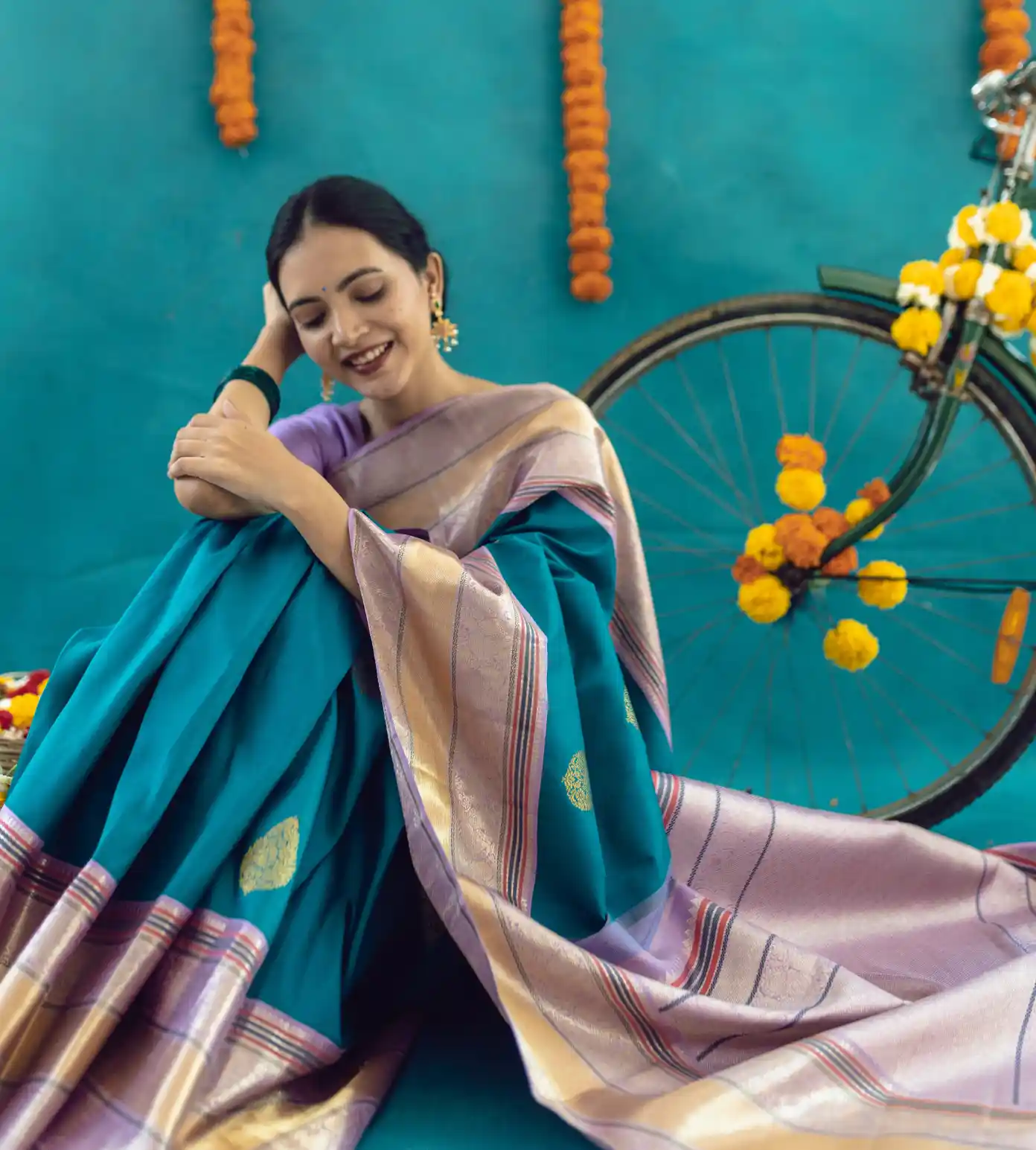 Turquoise Blue Kanchipuram Silk Saree3