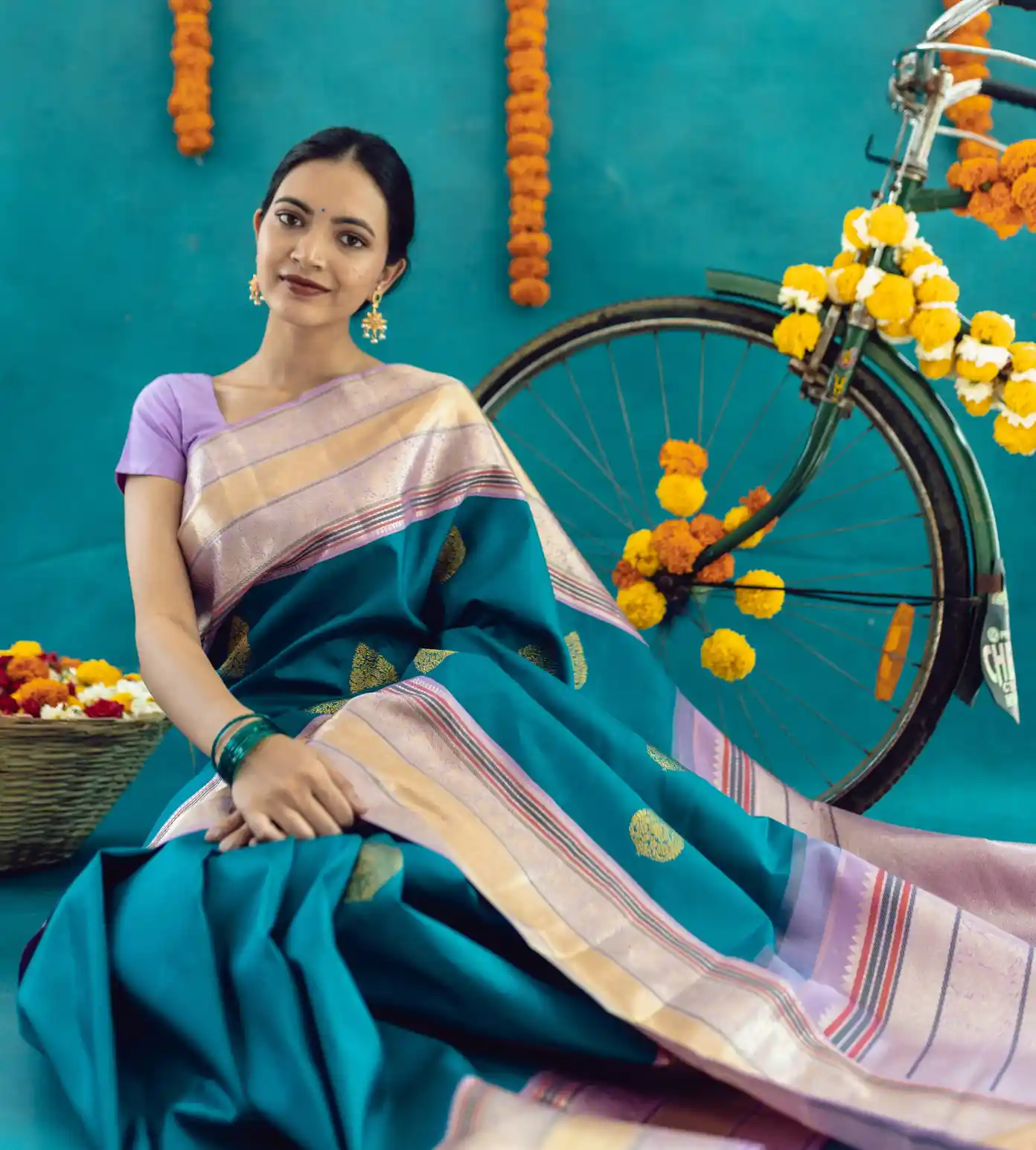 Turquoise Blue Kanchipuram Silk Saree4