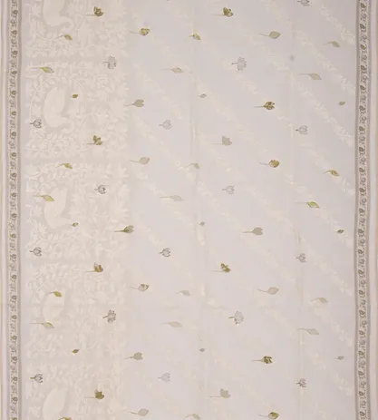 Off White Organza Embroidery Saree2